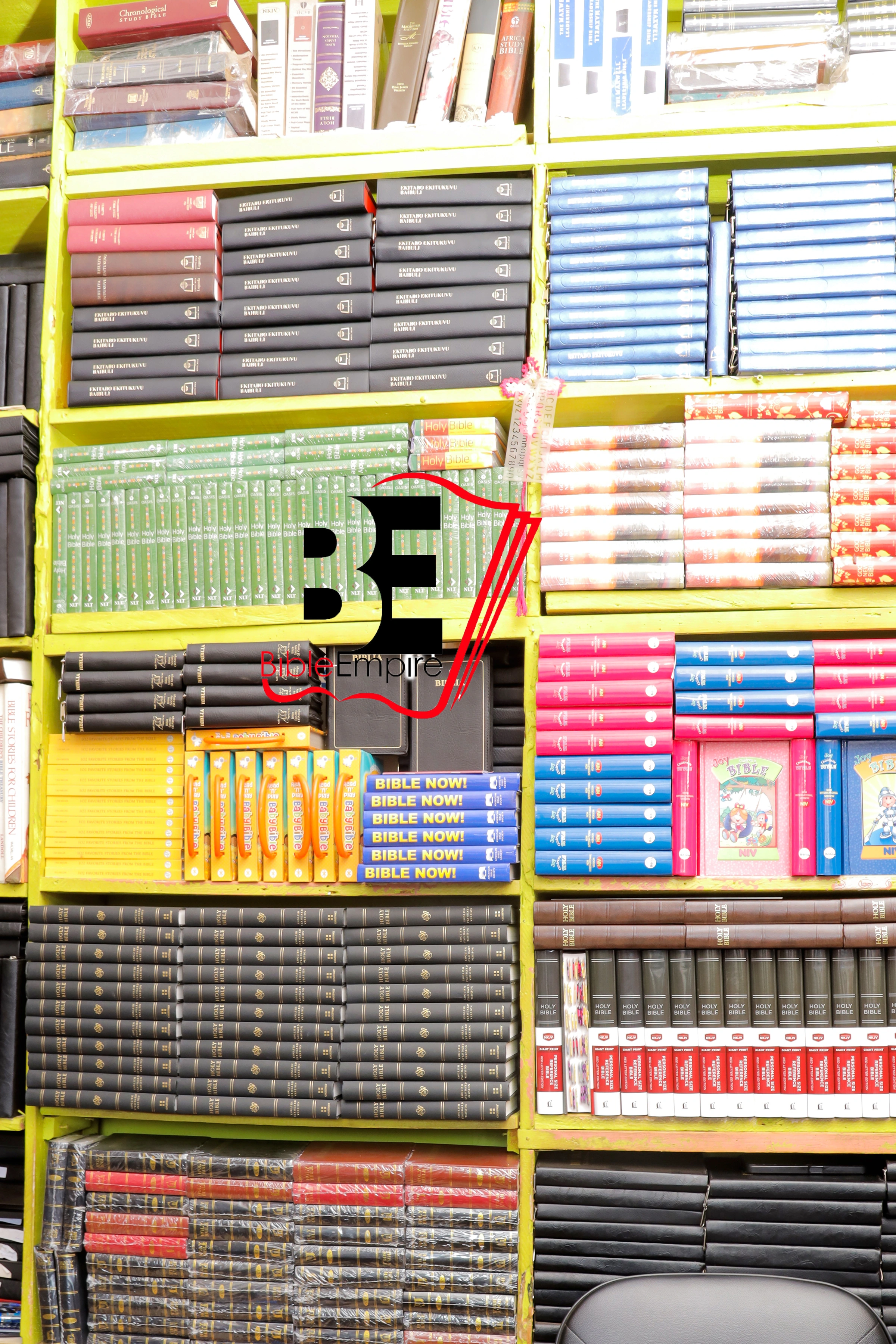 Holy Bibles and Baibuli y'Oluganda stock at Bible Empire Kampala Shop AF 46 Mukwano Arcade